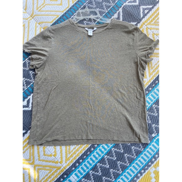 Athleta Tops - Athleta Womens Linen Tencel Blend Short Sleeve Crew Neck Tee Olive Green Large
